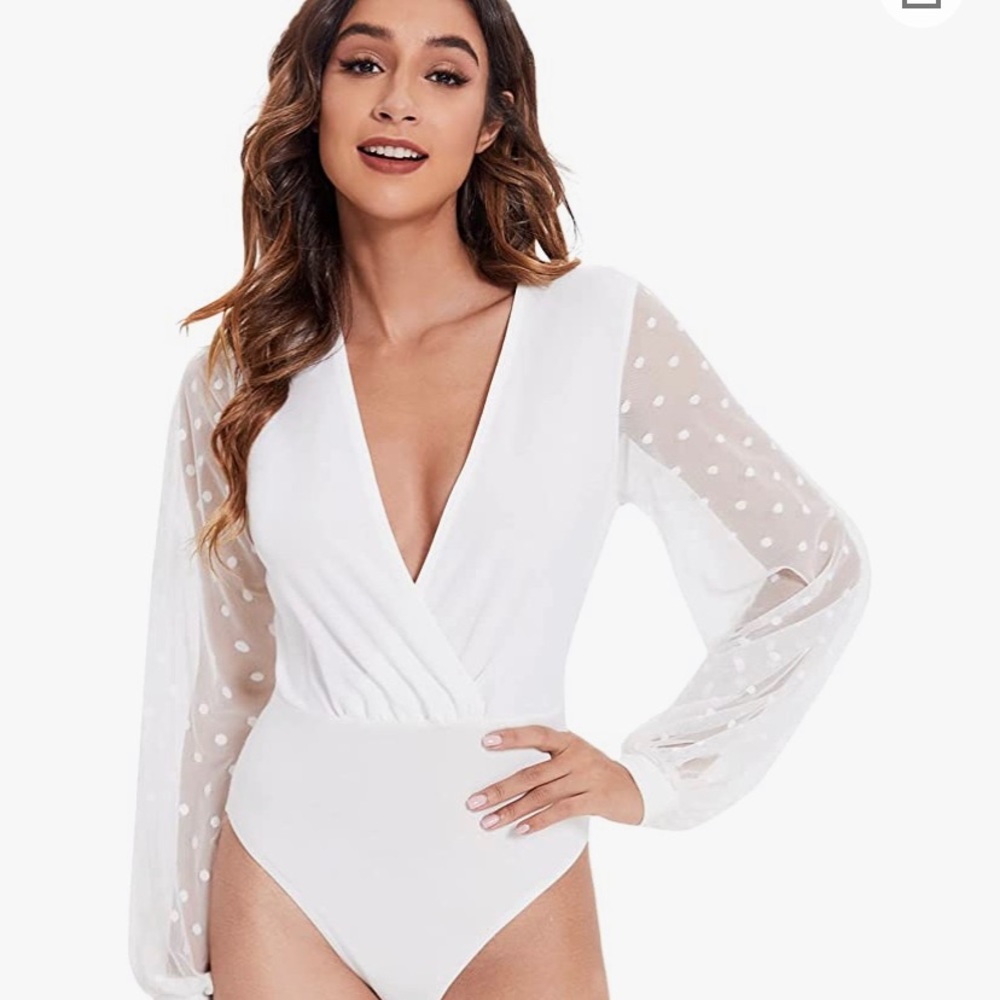 White polka dot bodysuit